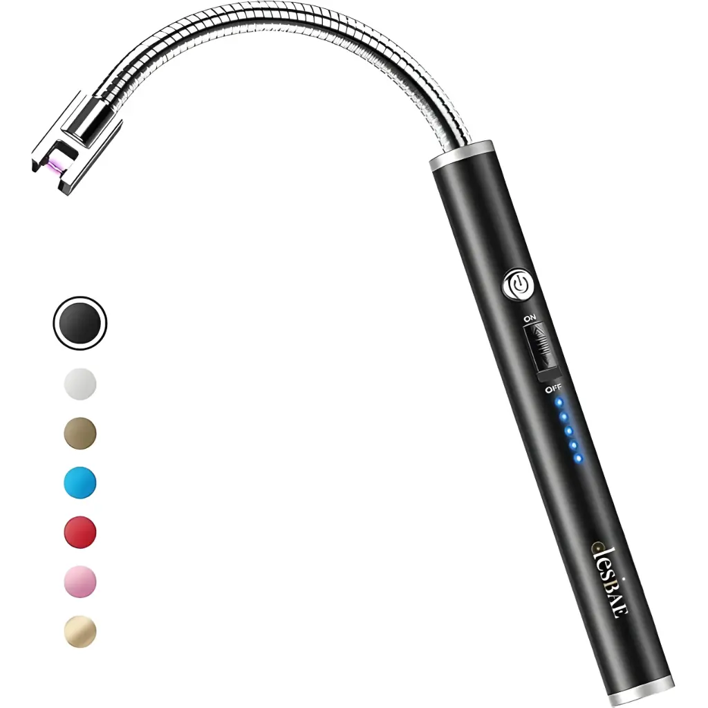 Rechargeable Electric Gas Lighter for Kitchen, Pooja Room, Candles, BBQ, Multi Purpose - 360 Degree Flexible & Windproof